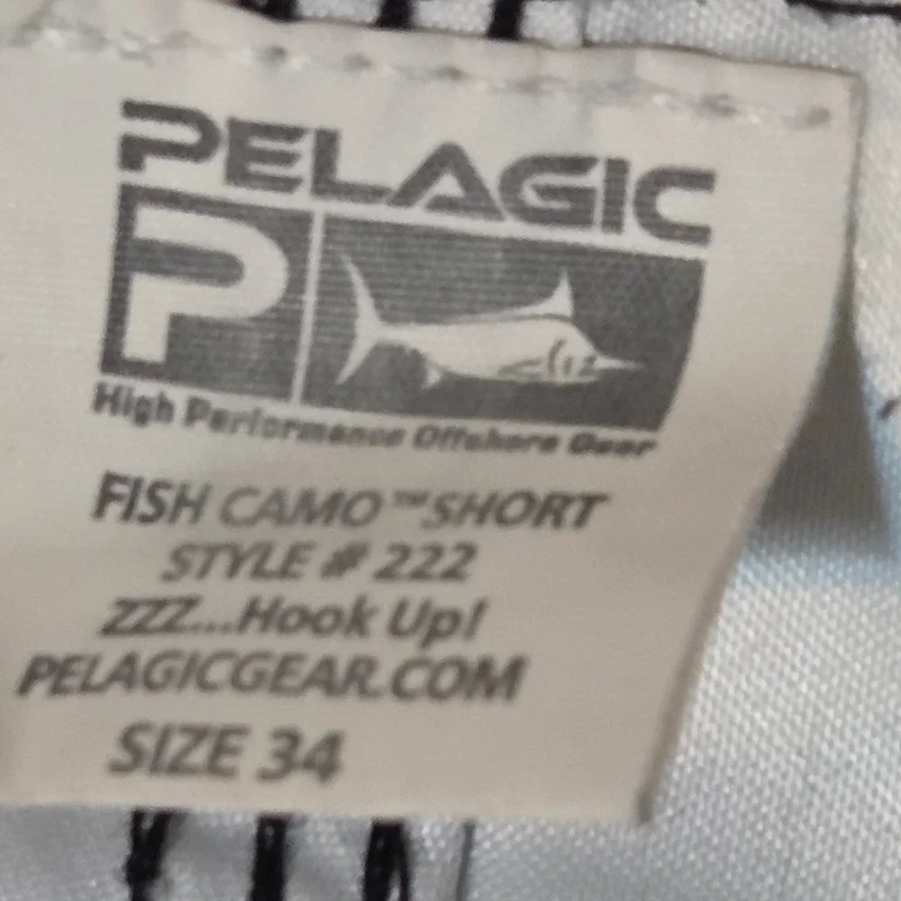 Pelagic Board Shorts Mens 34 Blue Fish Camo Marlin Offshore Fishing Style 222